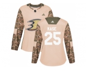 Women Adidas Anaheim Ducks #25 Ondrej Kase Camo Authentic 2017 Veterans Day Stitched NHL Jersey
