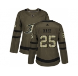 Women Adidas Anaheim Ducks #25 Ondrej Kase Green Salute to Service Stitched NHL Jersey