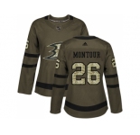 Women Adidas Anaheim Ducks #26 Brandon Montour Green Salute to Service Stitched NHL Jersey