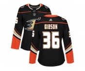 Women Adidas Anaheim Ducks #36 John Gibson Black Home Authentic Stitched NHL Jersey