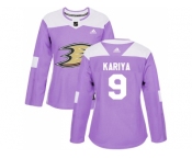 Women Adidas Anaheim Ducks #9 Paul Kariya Purple Authentic Fights Cancer Stitched NHL Jersey