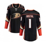 Women Anaheim Ducks #1 Lukas Dostal Authentic Black Home Fanatics Branded Breakaway Hockey Jersey