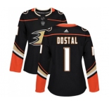 Women Anaheim Ducks #1 Lukas Dostal Authentic Black Home Hockey Jersey