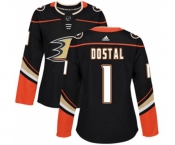 Women Anaheim Ducks #1 Lukas Dostal Authentic Black Home Hockey Jersey