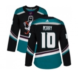 Women Anaheim Ducks #10 Corey Perry Authentic Black Teal Alternate Hockey Jersey
