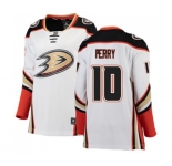 Women Anaheim Ducks #10 Corey Perry Authentic White Away Fanatics Branded Breakaway Hockey Jersey