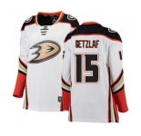 Women Anaheim Ducks #15 Ryan Getzlaf Authentic White Away Fanatics Branded Breakaway Hockey Jersey