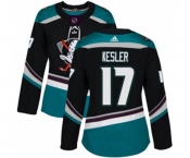 Women Anaheim Ducks #17 Ryan Kesler Authentic Black Teal Alternate Hockey Jersey