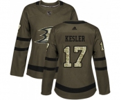 Women Anaheim Ducks #17 Ryan Kesler Authentic Green Salute to Service Hockey Jersey