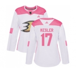 Women Anaheim Ducks #17 Ryan Kesler Authentic White Pink Fashion Hockey Jersey