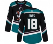 Women Anaheim Ducks #18 Patrick Eaves Authentic Black Teal Alternate Hockey Jersey