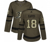 Women Anaheim Ducks #18 Patrick Eaves Authentic Green Salute to Service Hockey Jersey
