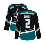 Women Anaheim Ducks #2 Luke Schenn Authentic Black Teal Alternate Hockey Jersey