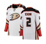 Women Anaheim Ducks #2 Luke Schenn Authentic White Away Fanatics Branded Breakaway Hockey Jersey