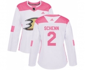 Women Anaheim Ducks #2 Luke Schenn Authentic White Pink Fashion Hockey Jersey
