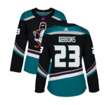 Women Anaheim Ducks #23 Brian Gibbons Authentic Black Teal Alternate Hockey Jersey