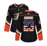 Women Anaheim Ducks #23 Brian Gibbons Authentic Black USA Flag Fashion Hockey