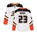 Women Anaheim Ducks #23 Brian Gibbons Authentic White Away Hockey Jersey