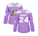 Women Anaheim Ducks #24 Carter Rowney Authentic Purple Fights Cancer Practice Hockey Jersey