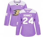 Women Anaheim Ducks #24 Carter Rowney Authentic Purple Fights Cancer Practice Hockey Jersey