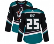 Women Anaheim Ducks #25 Ondrej Kase Authentic Black Teal Alternate Hockey Jersey