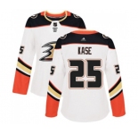 Women Anaheim Ducks #25 Ondrej Kase Authentic White Away Hockey Jersey