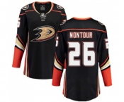 Women Anaheim Ducks #26 Brandon Montour Fanatics Branded Black Home Breakaway Hockey Jersey