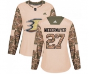 Women Anaheim Ducks #27 Scott Niedermayer Authentic Camo Veterans Day Practice Hockey Jersey