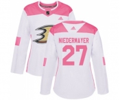 Women Anaheim Ducks #27 Scott Niedermayer Authentic White Pink Fashion Hockey Jersey