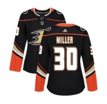 Women Anaheim Ducks #30 Ryan Miller Authentic Black Home Hockey Jersey