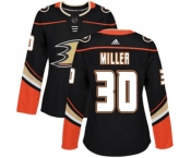 Women Anaheim Ducks #30 Ryan Miller Authentic Black Home Hockey Jersey