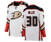Women Anaheim Ducks #30 Ryan Miller Authentic White Away Fanatics Branded Breakaway Hockey Jersey
