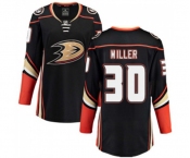 Women Anaheim Ducks #30 Ryan Miller Fanatics Branded Black Home Breakaway Hockey Jersey