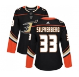 Women Anaheim Ducks #33 Jakob Silfverberg Authentic Black Home Hockey Jersey