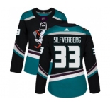 Women Anaheim Ducks #33 Jakob Silfverberg Authentic Black Teal Alternate Hockey Jersey