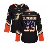 Women Anaheim Ducks #33 Jakob Silfverberg Authentic Black USA Flag Fashion Hockey Jersey