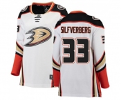 Women Anaheim Ducks #33 Jakob Silfverberg Authentic White Away Fanatics Branded Breakaway Hockey Jersey