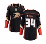 Women Anaheim Ducks #34 Sam Steel Fanatics Branded Black Home Breakaway Hockey Jersey