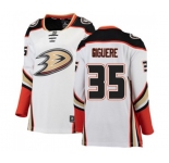 Women Anaheim Ducks #35 Jean-Sebastien Giguere Authentic White Away Fanatics Branded Breakaway Hockey Jersey