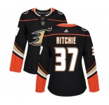Women Anaheim Ducks #37 Nick Ritchie Authentic Black Home Hockey Jersey