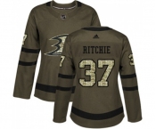 Women Anaheim Ducks #37 Nick Ritchie Authentic Green Salute to Service Hockey Jersey