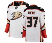 Women Anaheim Ducks #37 Nick Ritchie Authentic White Away Fanatics Branded Breakaway Hockey Jersey