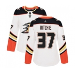 Women Anaheim Ducks #37 Nick Ritchie Authentic White Away Hockey Jersey