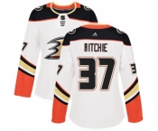 Women Anaheim Ducks #37 Nick Ritchie Authentic White Away Hockey Jersey