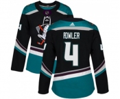 Women Anaheim Ducks #4 Cam Fowler Authentic Black Teal Alternate Hockey Jersey