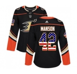 Women Anaheim Ducks #42 Josh Manson Authentic Black USA Flag Fashion Hockey Jersey