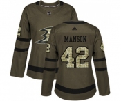 Women Anaheim Ducks #42 Josh Manson Authentic Green Salute to Service Hockey Jersey