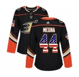 Women Anaheim Ducks #44 Jaycob Megna Authentic Black USA Flag Fashion Hockey Jersey
