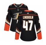 Women Anaheim Ducks #47 Hampus Lindholm Authentic Black Home Hockey Jersey