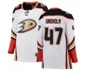 Women Anaheim Ducks #47 Hampus Lindholm Authentic White Away Fanatics Branded Breakaway Hockey Jersey